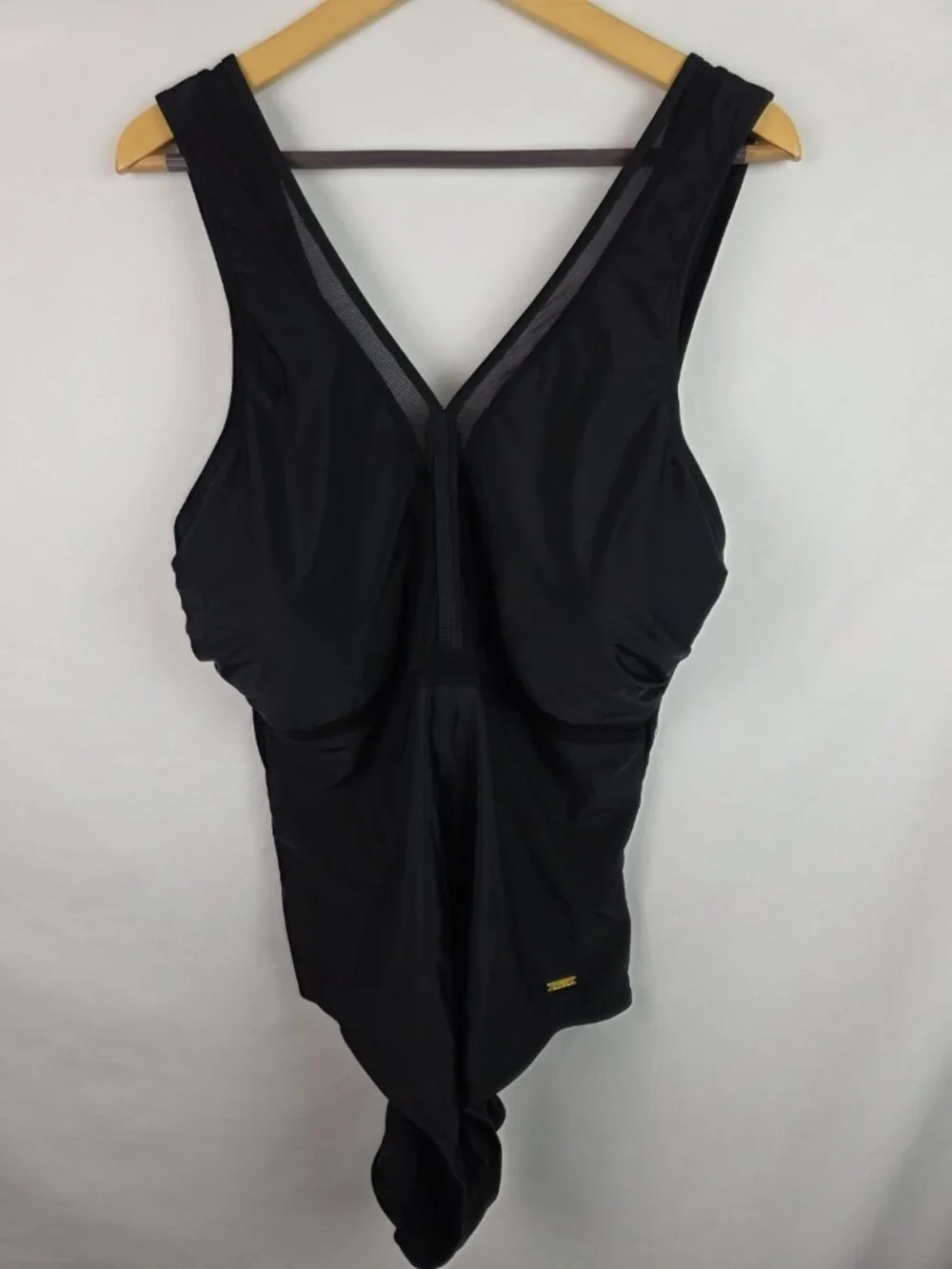 Nicole Miller Women's One Piece Swimsuit Plus Size 1X Black Sheer Swim